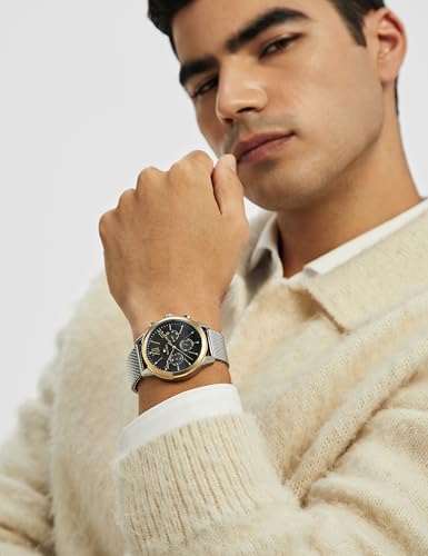 Image of Tommy Hilfiger Morrison Quartz Multifunction Black Dial Silver Stainless Steel Strap Watch for Men