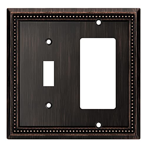 Image of Henne Bery Sunken Pearls Heavy Duty Decorative Wall Plate Switch Plate Outlet Cover (Toggle /Decorator, Aged Bronze)
