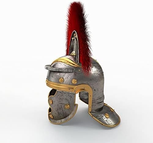 Medieval Armour Ancient War Costume Roman Greek Corinthian Helmet Armour With Inner leather liner Active Viking Helmet Adult Helm Cosplay Party Props Helmet New Year. (Silver)
