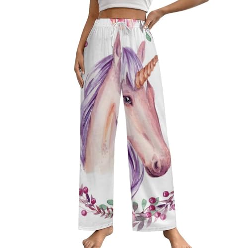 Pantalon de nuit femme licorne avec poches contre le froid S