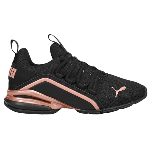 PUMA Womens Axelion Running Shoe, Puma Black-Rose Gold, 6 Wide