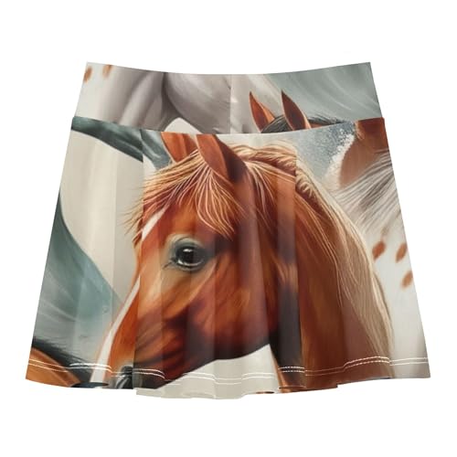 Horse Heads Girls' Shorts Athletic Skorts Toddler Tennis Skirts 2 in 1 Teen Cheer 3t2