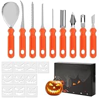 Nuangoo Halloween Kürbis Schnitzset, 20 Stück Edelstahl Kürbis Schnitzwerkzeug Set für DIY Kürbis Dekoration, Kürbisschnitzset für Halloween Kinder & Familie