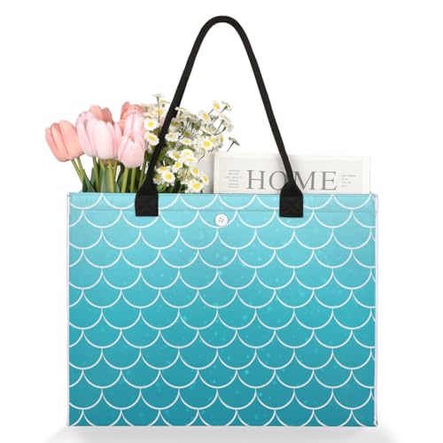 Underwater Mermaid Scales Tote Bag for Women Large Beach Bag Reusable Tote Bags for Work Travel Beach Shopping3