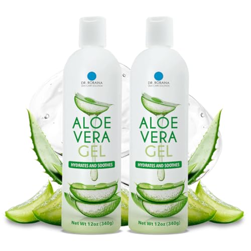 Dr. Robaina Natural Aloe Vera Gel with Emu Oil – Hydrating & Soothing Daily Skin Care for Dry Skin, Sun-Exposed Comfort & Irritation Relief – Non-Greasy, Quick-Absorbing – 12 oz | Made in USA