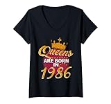 Photo Gallery donna queens are born in 1986 39 years old 39th birthday maglietta con collo a v Photo Gallery donna queens are born in 1986 39 years old 39th birthday maglietta con collo a v