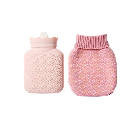Lpfkkk Bouteille Portable Eau Chaude en Silicone Chaud Sac d'eau avec Une exquise Couverture en Tricot à Long Terme de Conservation de la Chaleur Cadeaux Bouteille for Enfants Rose (Color : Pink)