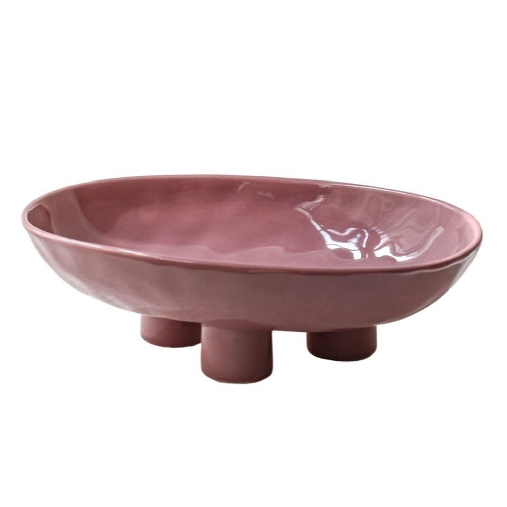 Miski Owocowe Ceramiczna misa na owoce w kształcie trójnogu, nowoczesna minimalistyczna półmiska do serwowania, dekoracyjny element centralny stołu domu | Purple