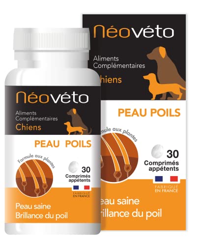 Néovéto Peau Poils comprimés naturels pour Chien à Base d’Actifs agréés par Les Services vétérinaires français, fabriqué en France, beauté du Pelage Cover