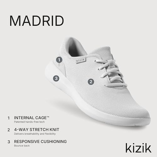 Image of Kizik Madrid Slip On Sneakers: Comfortable All-Day Wear, Hands Free Convenience, Mens & Womens Walking Shoes with Arch Support, Wide Toe Box Available
