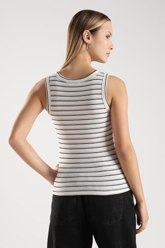 Image of TICKLED PINK Women Ribbed Tank Top Slim Fit Stretch Sleeveless Casual Summer Top