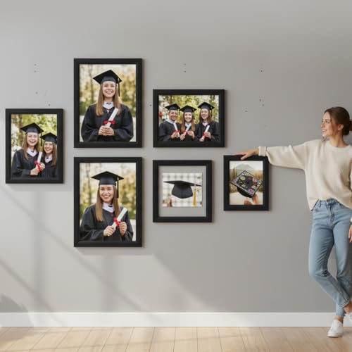 Image of KTKDE 8.5x11 Picture Frame set of 6, Certificate Document Frame Diploma Frames Black, Poster and Photo for Wall Hanging or Tabletop with Shatter Resistant Plexiglass Home Decor best gift