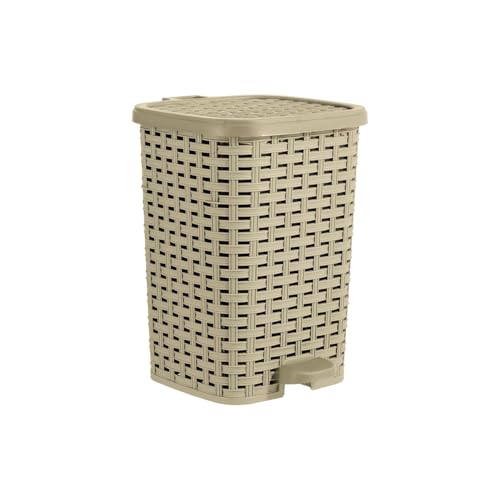 Image of Superior Performance Inc 3.1 Gal. Rattan Style Compact Trash Can (Beige and Brown)
