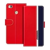 UOGNADGD Lederhülle Kompatibel mit ZTE Nubia Z11 Mini S Klappbares Portemonnaie-Hülle mit Magnetverschluss Ständer & Kartenfächern stoßfestem Schutz (Rot)