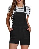 luvamia Denim Shorts Overalls for Women Bib Adjustable Straps Side Zip Romper Casual Summer Plus Size Shortalls Jean Overalls Shorts Washed Black Denim Shortalls for Women Size XX-Large US 20 to 22