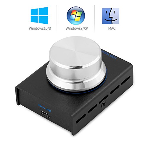 Mini USB ボリュームコントロールノブ オーディオアジャスターブルースイッチ PCコンピュータスピーカー用 (ブラック)
