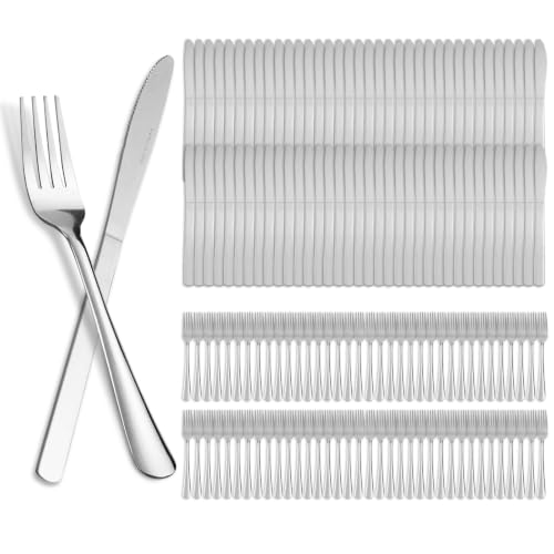 Image of 144 Pieces Stainless Steel Forks and Knives Dinner Flatware Set