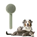 Cepillo para mascotas. Peine auto limpiante con un botón. Elimina el pelo suelto, muerto y nudos. Apto para pelo corto y largo. Herramienta de Aseo para Perros y Gatos, con cerdas masajeadoras. Verde