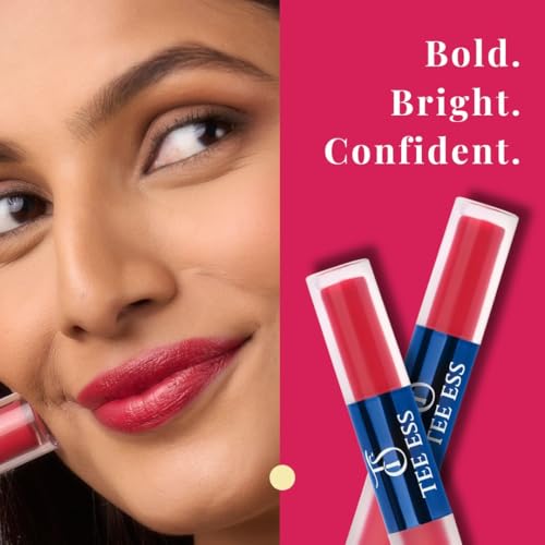 Image of Tee Ess Duo Lips 2-in-1 | Lip Gloss & Matte Cream Mousse Liquid Lipstick | High Shine Gloss + Soft Matte Finish | Long-Lasting, Lightweight & Non-Sticky | 5ml (DRAMA QUEEN)