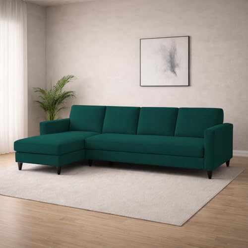 Image of Carlos LHS 4 Seater L Shape Sofa Set for Living Room & Home Office Furniture, Modern Durable Sectional Corner Sofa Couch, Premium Fabric Comfortable Seating with Strong Frame (Pine)