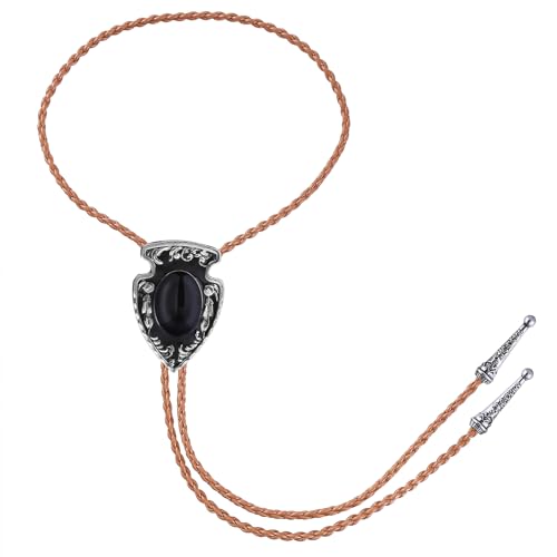 Image of Btilasif Bolo Tie Brown for Men, Scorpion Luminous Stone Cowboy Tie Western Leather Necktie Necklace for Women