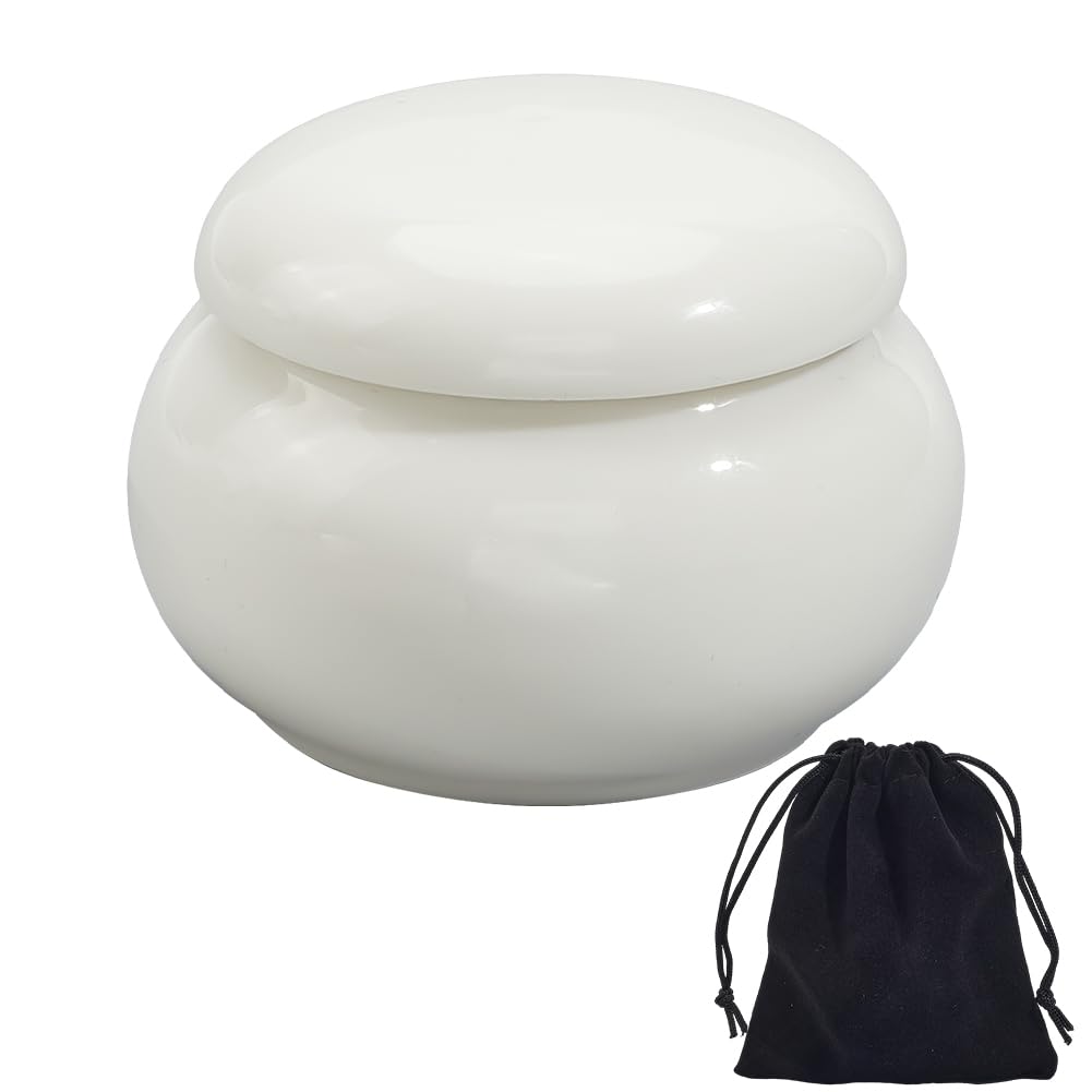 GORGECRAFT Small Pet Urn for Ashes White Ceramic Cremation Urns Memorial Ashes Holder Mini urial Funeral Keepsake Ceramic Porcelain Storage Container Jar for Sharing Human Dogs Cats 5.75x4.3cm 30ml