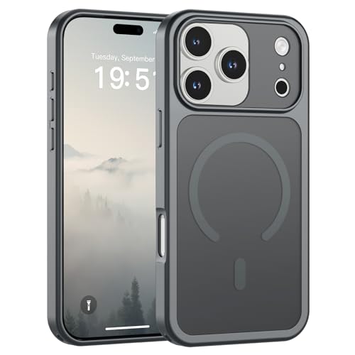 Image of SUPFINE Magnetic for iPhone 17 Pro Case Gray | (Compatible with MagSafe)(Military Grade Drop Protection)(Camera Protection)Translucent Matte Phone Cover