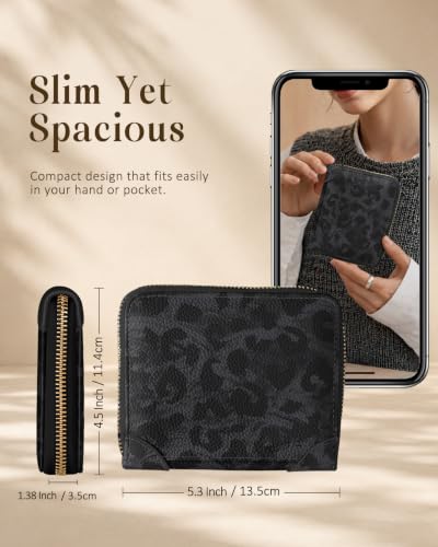 Image of Bistup 40 Slots Credit Card Holder for Women Girls, Black Leopard