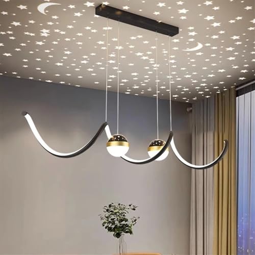 Lustre LED noir blanc froid pour éclairage de table à manger moderne - 6