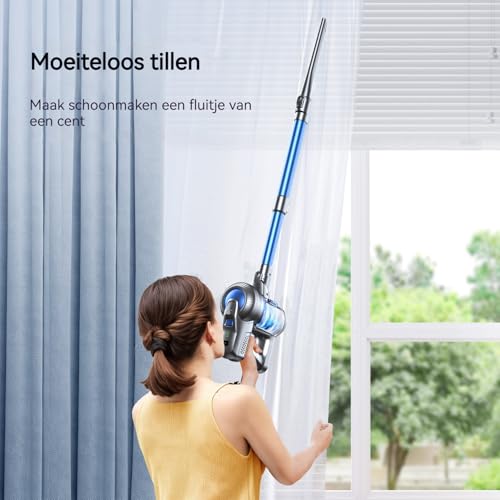 Greenote Accustofzuiger, tot 30 minuten looptijd, steelstofzuiger met LED, accustofzuiger met spleetmondstuk en zachte borstel, zelfstaande functie, voor harde vloeren en dierenharen - Afbeelding 5