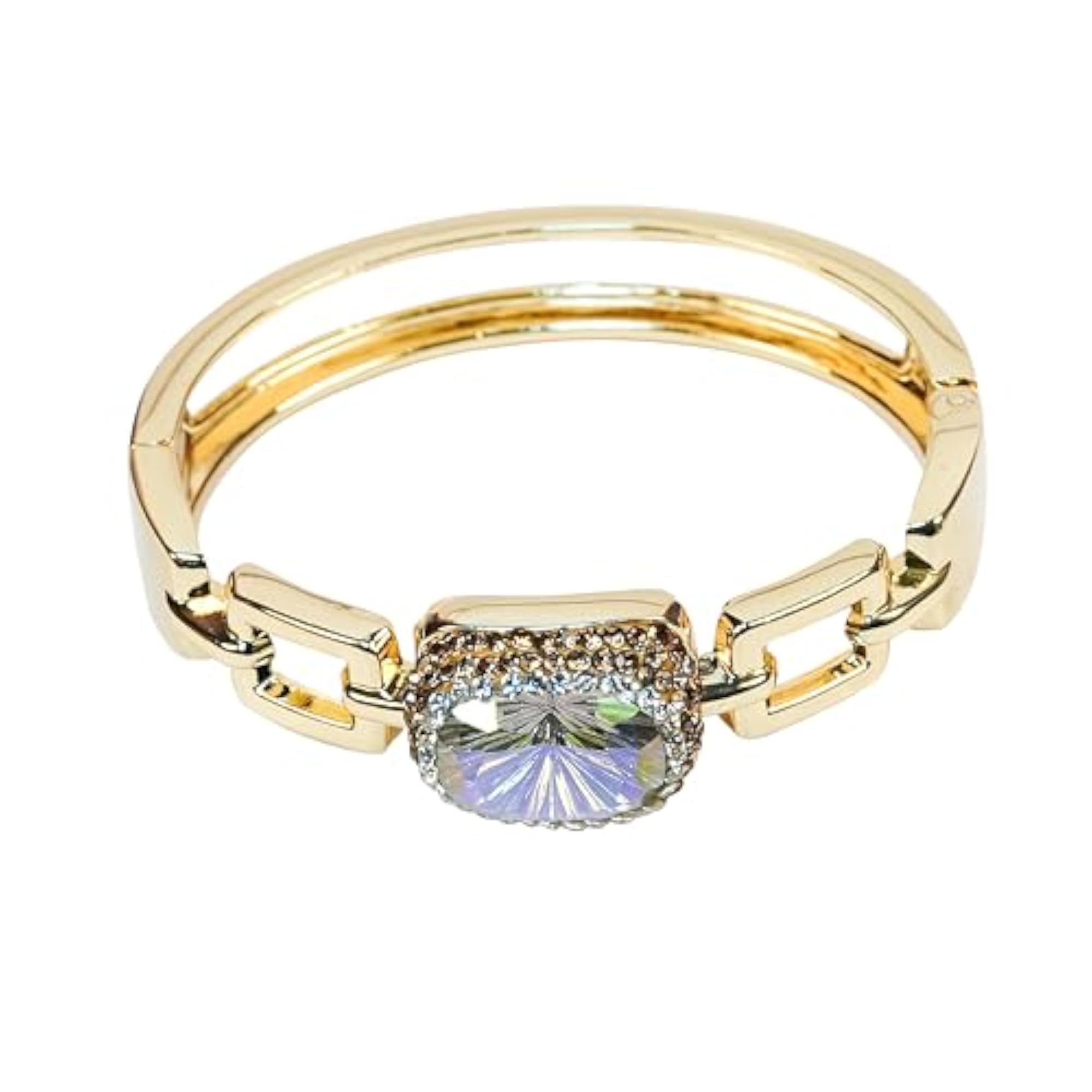 Women's Gold Stainless Steel Crystal Bangle Bracelet