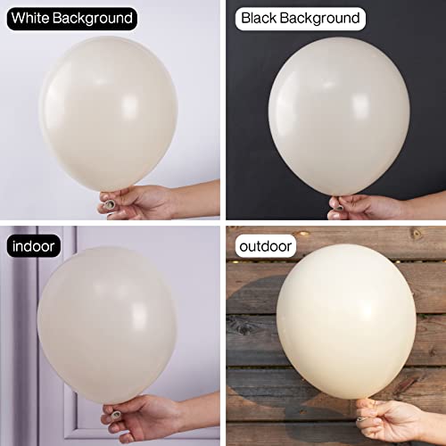 Image of PartyWoo White Sand Balloons, 100 pcs White Balloons Different Sizes Pack of 18 Inch 12 Inch 10 Inch 5 Inch for Balloon Garland Arch as Party Decorations, Birthday Decorations, Baby Shower Decorations