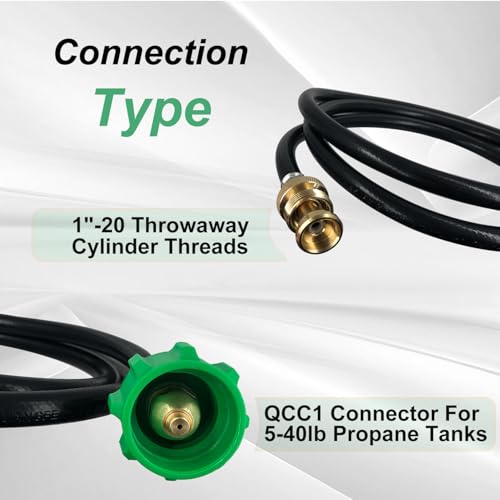 Image of 6FT for Weber Adapter Hose for Weber Q Series, for Weber Traveler Grill Accessories, for Weber Q 1000 1200 2000 2200, 1lb to 20lb Propane Adapter, Use with Grills, Stoves, Lanterns, Heaters
