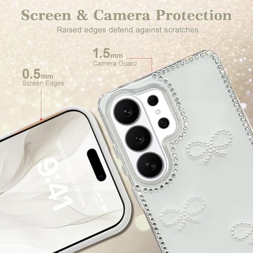 Image of DIZORO for Samsung Galaxy S26 Ultra 5G case,Cute Bow Tie Aesthetic Phone Case,Trendy Slim Hard IMD Shockproof Protective Bumper Designer Phone Back Cover for Women Girls - White