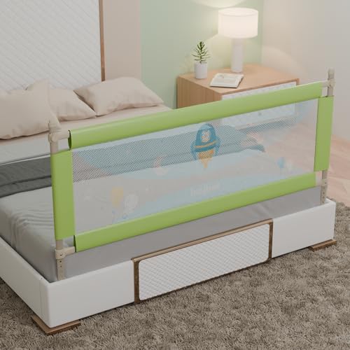 Image of BAYBEE Bed Rail Guard for Baby Safety | Bed Side Protector for Baby with 7 Level Height Adjustable & Portable Bed Railing for Babies Safety Guard for Kids (5Ft, 1 Side, Green)
