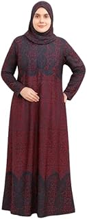 فستان ماكسي اسلامي للنساء، بنمط زهور بلون بورغندي وكحلي، عباية باكمام طويلة، مقاس كبير يصل الى 75 كجم