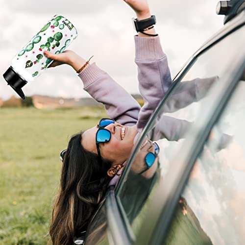 Xccme Insulated Water Bottle,32 Oz Stainless Steel Water Bottles,Metal Water Bottle,Sports Water Bottle With Straw Lid,Paracord Handle,Silicone Boot,Double Walled For Hot Cold Liquid(Cactus) #TOP5