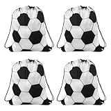 zhuohai 4Pack Soccer Drawstring Backpack Bags,Portable Soccer Sports Theme Gift Bags for Birthday Party