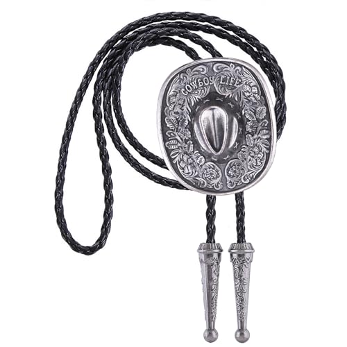 Image of GelConnie Native American Bolo Tie Rodeo Cowboy Leather Necktie Western Necklace Costume Accessories for Men,Women