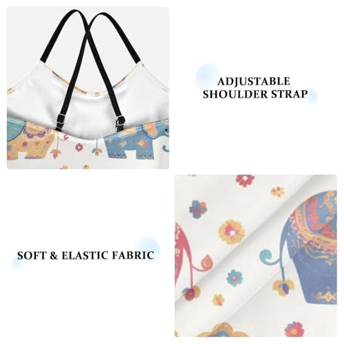 KLL Colorful Elephants Decorated Mandala Girl 1 Piece Bathing Suit Summer Swimwear with Adjustable Straps Cute3