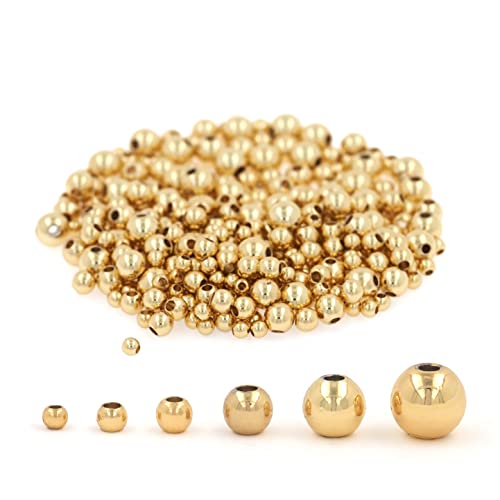 500pcs 18K Gold Filled Spacer Beads that Do Not Fade Easily Smooth Round Beads Seamless Ball Beads Brass Loose Beads Metal Beads for DIY Necklace Bracelet Jewelry Making (Gold-2mm)