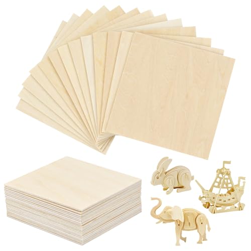 20 Pcs Fogli di Legno di Balsa, 100x100x1,5 mm Fogli di Compensato per Artigianato, Fette di Legno Modellismo Pannello Compensato, Tavole Modello in Legno, per DIY per Dipingere, Foglio Artigianato