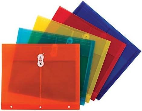 Smead Poly Project Envelope, 1-1/4" Expansion, String-Tie Closure, Side Load, Letter Size, 5 per Pack (89519)