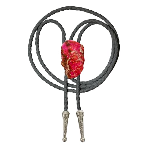 Image of Daisy Del Sol Bolo Tie Turquoise Stone Braided Vegan Faux Leather Silver Tips Handmade Necklace Adjustable Boho Western Jewelry