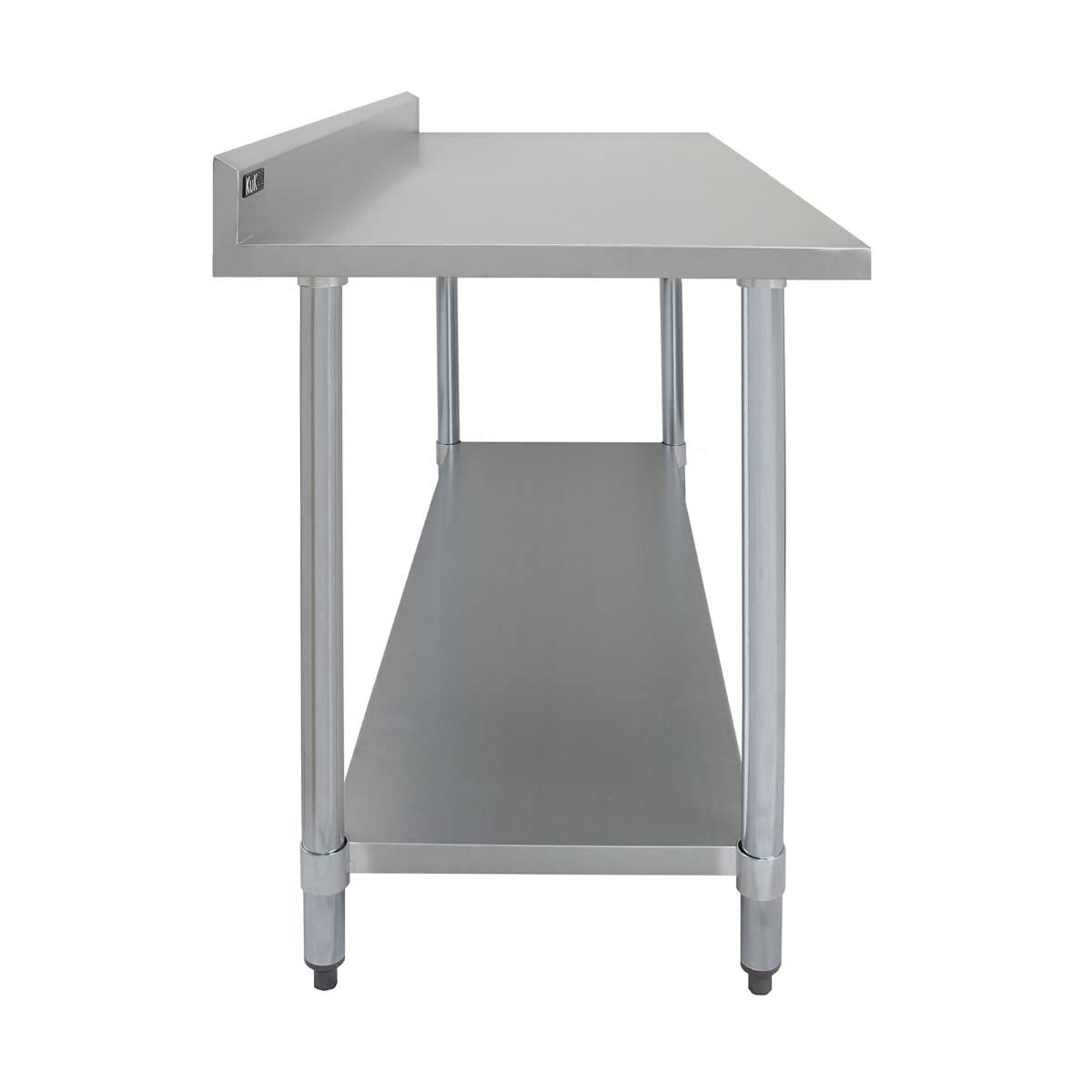 Mesa de Preparación de Comida Alimentos de Acero Inoxidable 120x90x60cm Encimera Banco Trabajos Cocina Restauración Gastronomía Altura Ajustable con Protector contra Salpicaduras y 2 Paños Microfibra
