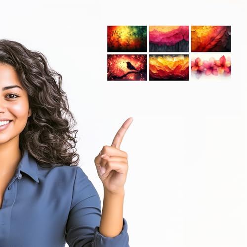 Image of SiddArtify Abstract Nature Wall Art Prints Set - Modern Landscape Poster Decor for Living Room Bedroom Office - Set of 2-4x6 Inch - Board (Pack of 6) - Sticker (Pack of 6)