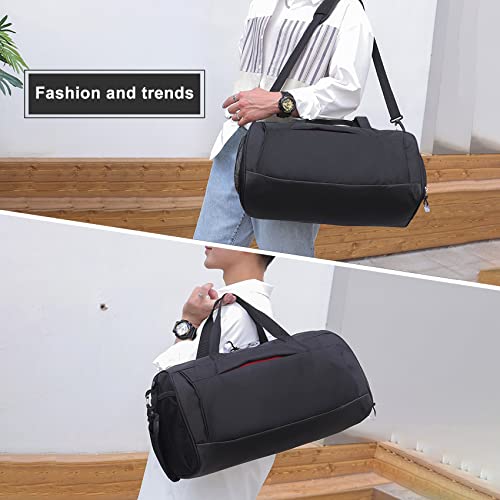 Eocean Gym Bag for Men/Women, Men's Sports Bags with Shoes Compartment & Wet Pocket, Club Bag for Gym, Small Duffle Bags for Swimming Basketball, Carry on Overnight Bag for Travel, Black (30 L)