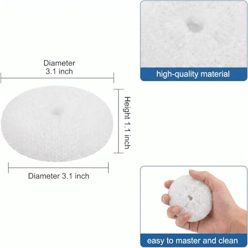 Image of Blulu 15 Pcs Plastic Dish Scrubbers for Dishes Pot Round Nylon Pad, Mesh Scouring Non Scratch Pads (White)