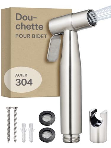 Praknu Douchette Bidet WC – Pommeau de Douche Intime avec Support en 𝗔𝗰𝗶𝗲𝗿 𝗜𝗻𝗼𝘅𝘆𝗱𝗮𝗯𝗹𝗲 - Pulvérisateur Bidet et...