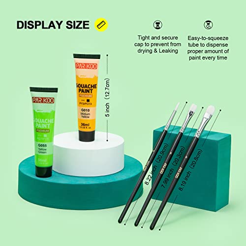 Parkoo Gouache Paint Set, 24 Colors Gouache (1.2Oz/ 36Ml) With 3 Brushes For Canvas Watercolor Paper Opaque Painting, Art Supplies For Artists Beginners Adults Students #TOP6